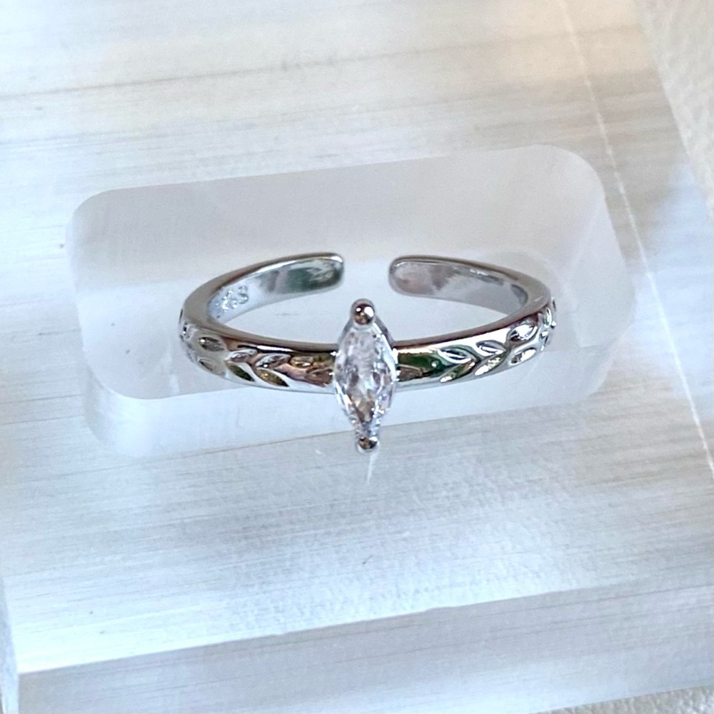 Sterling Silver Marquise Cubic Zirconia Open Band Ring - Picture 1 of 3